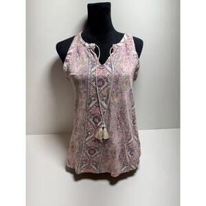 Rachel & Zoe 100% Linen Women’s Sz Medium Sleeveless Pink Blouse Beachy